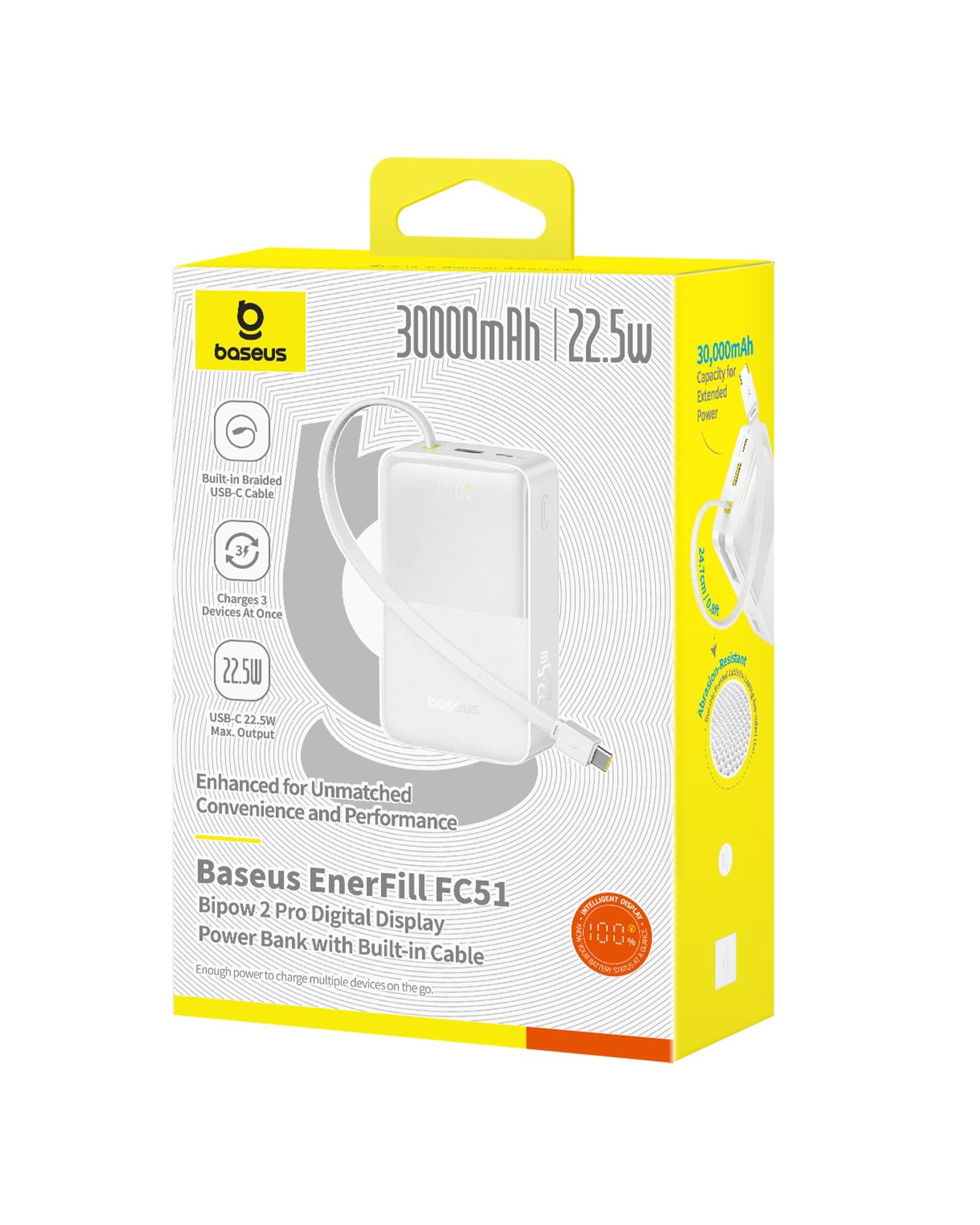 Baseus EnerFill FC51 Bipow 2 Pro Powerbank 30.000 mAh 22.5W - Beyaz