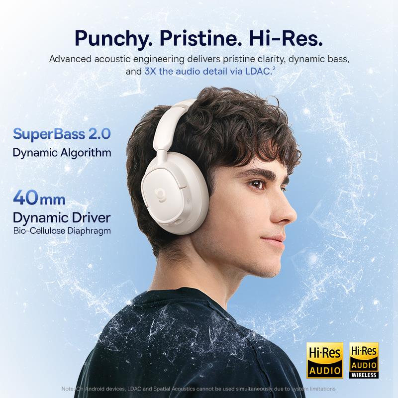 Baseus Bass BH1 NC Wireless Noise Cancelling Headphones Starlight Off-Beyaz