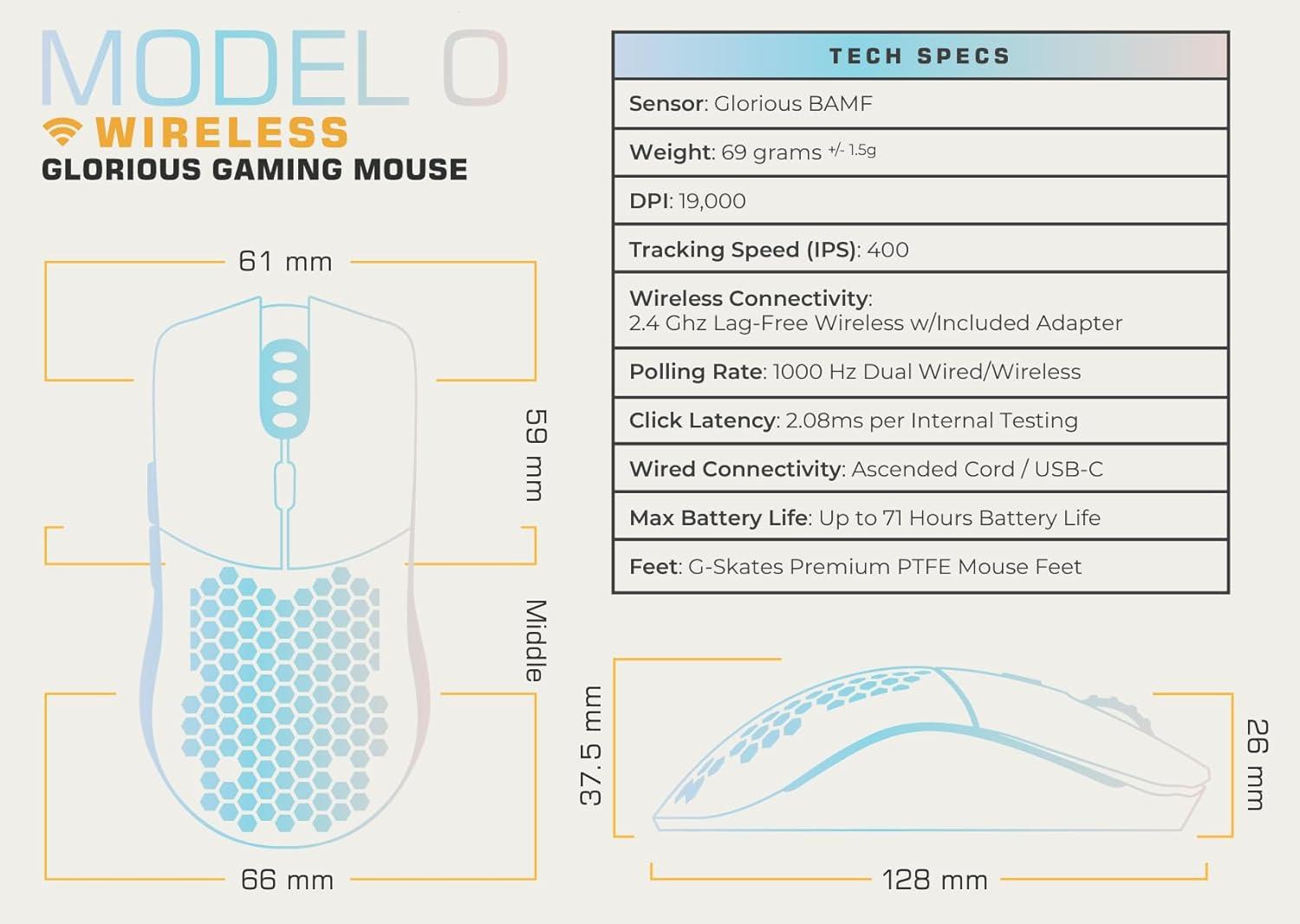 Glorious Model O Kablosuz Gaming Mouse - Mat Siyah (GLRGLO-MS-OW-MB)