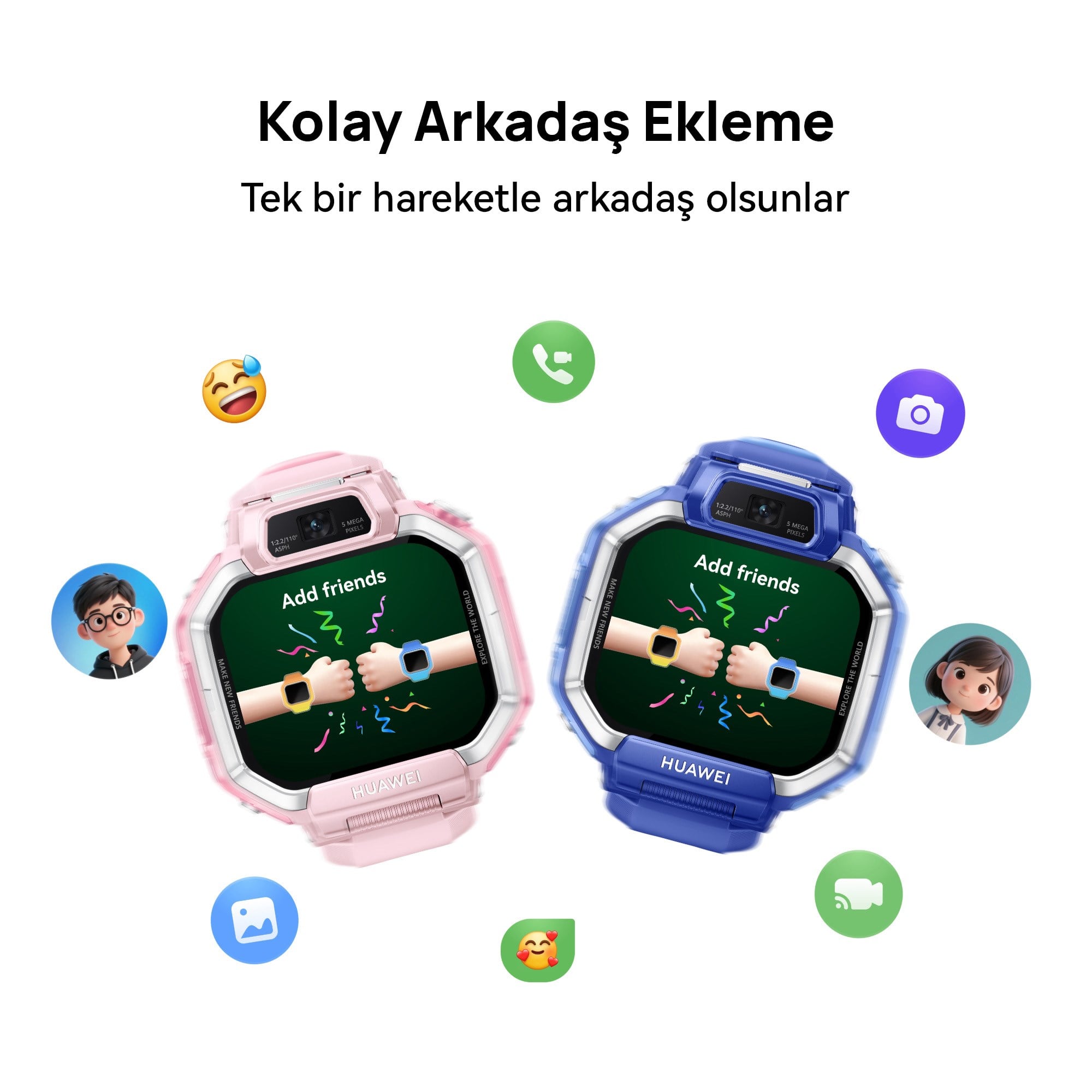 Huawei Watch Kids X1 Akıllı Çocuk Saati - Pembe, 360° Dönen Çift Kamera, HD Görüşme, Hassas Konum Takibi, 3 Yıl Garantili
