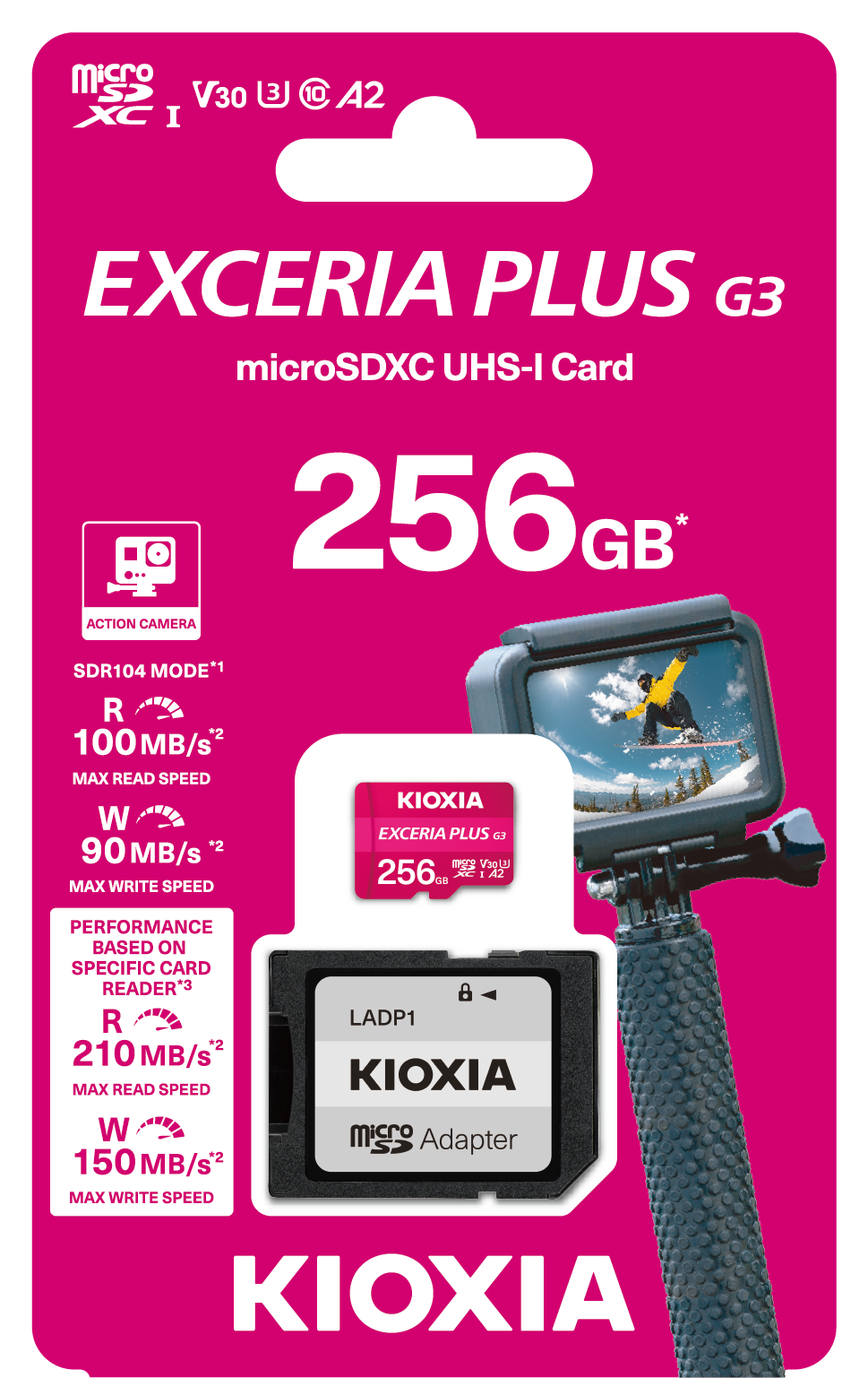 Kioxia Exceria Plus G3 256GB V30 U3 4K MicroSD Hafıza Kartı 210/150MB/s LMPL3M256GG2  