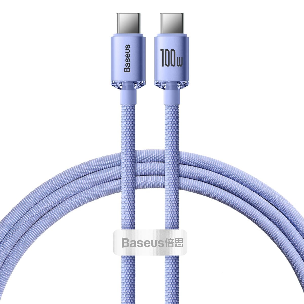 Baseus Crystal Shine Series 100W Hızlı Şarj Kablosu  Type-C to Type-C - 480Mbps - 1.2M - Mor