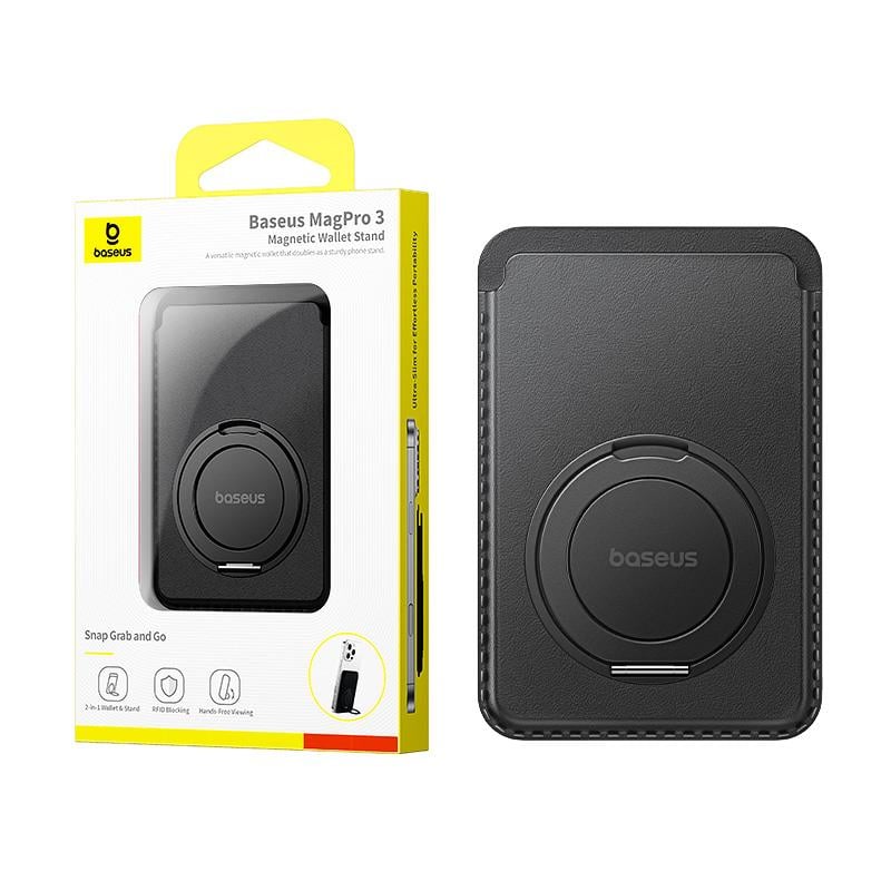 Baseus MagPro 3 Manyetik Standlı Cüzdan, Siyah
