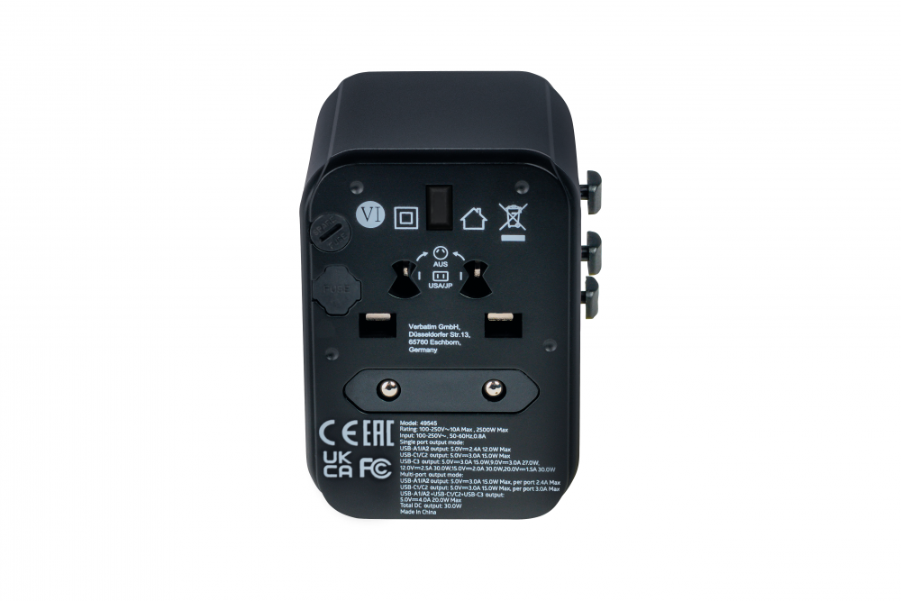 Verbatim Evrensel Seyahat Şarj Adaptörü UTA-03 2 x Usb-C ve 2 x Usb-A-(49545)