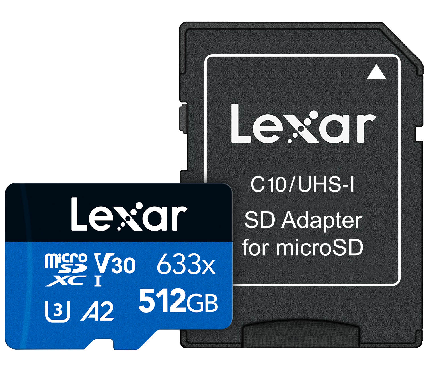 LEXAR 512GB LSDMI512BB633A MICROSD HIGH-PERFORMANCE 633X MICROSDXC UHS-I WITH SD ADAPTER UP TO 100MB/S READ 70MB/S WRITE C10 A2 V30 U3