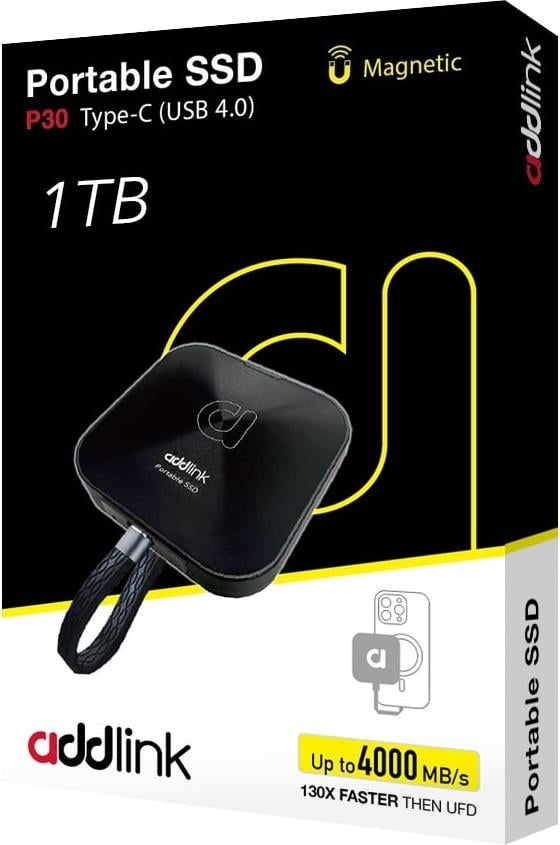 Addlink P30 1TB 4000-3600 MB/s USB 4.0 (40Gbps) Type-C Portable Taşınabilir SSD AD1TBP30B4K