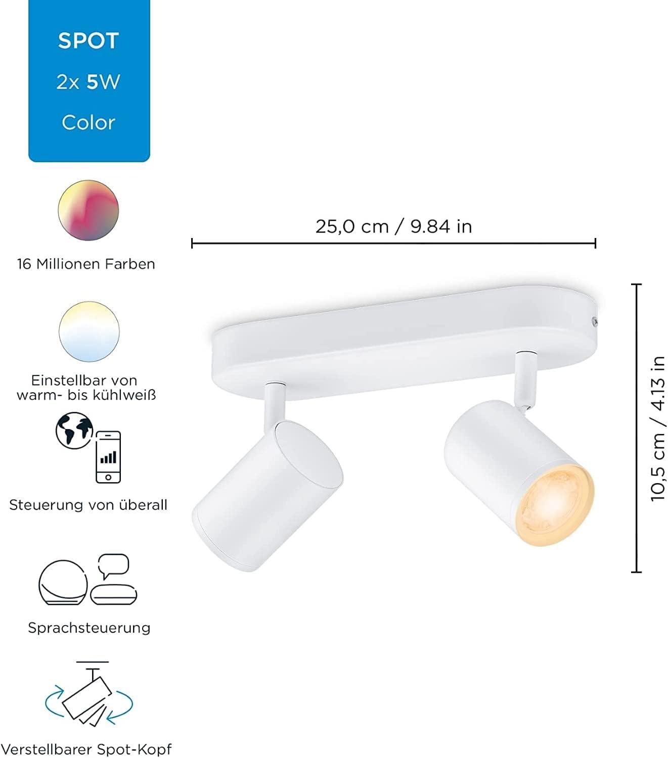 WiZ IMAGEO Spot Tavan Lambası Ayarlanabilir Beyaz & Renk 2x5W 