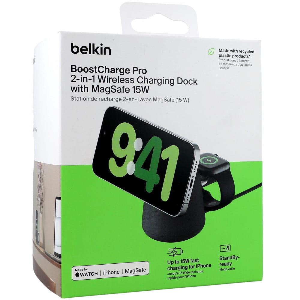 Belkin BoostCharge Pro Kablosuz 2'si 1 arada MagSafe (15 W) Şarj İstasyonu - Siyah