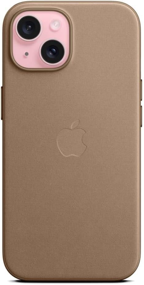 Apple iPhone 15 için MagSafe özellikli Mikro Dokuma Kılıf - Vizon Grisi ​​​​​​​