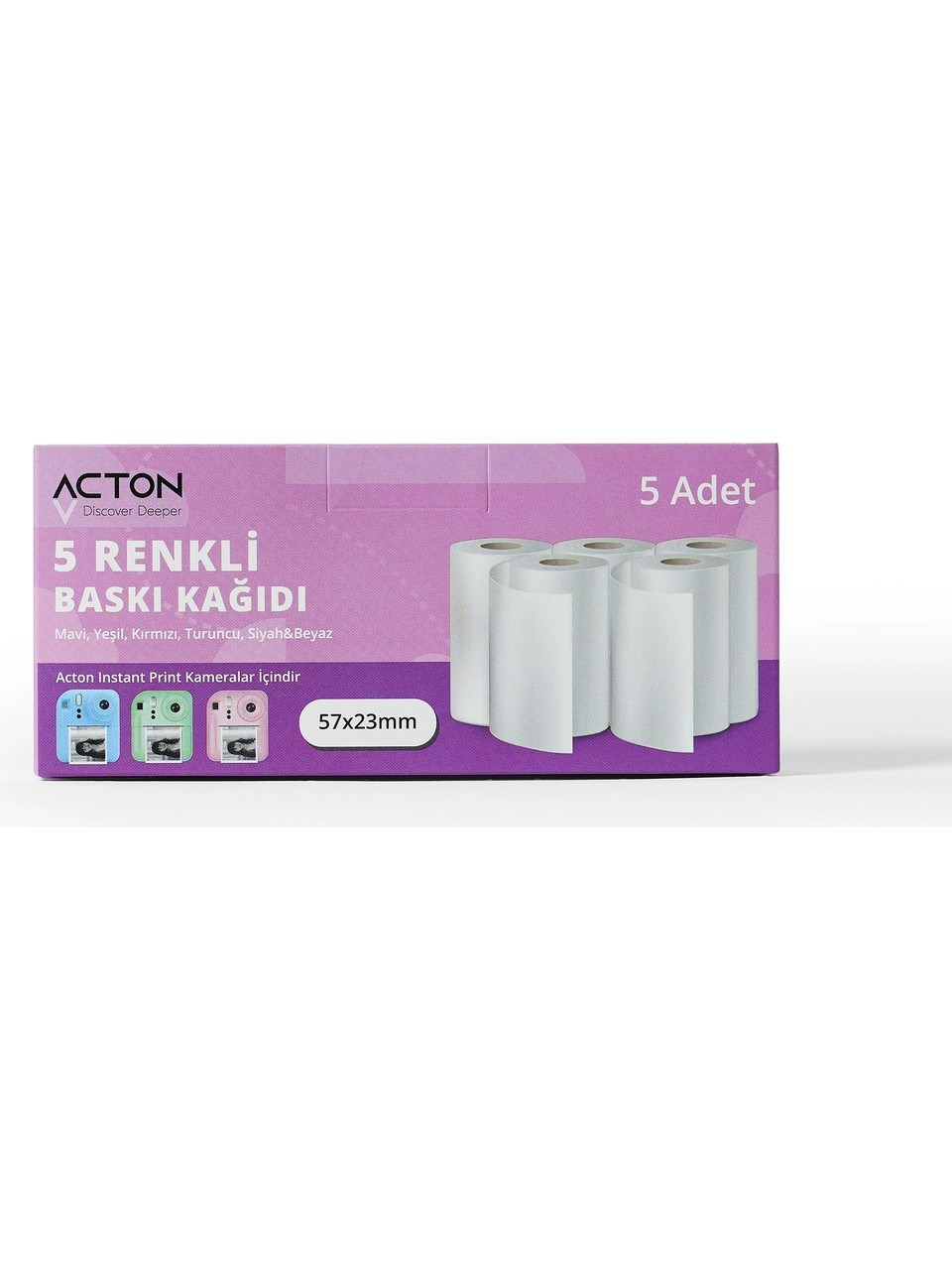 Acton Anında Baskı Kağıdı - Renkli 5 Rulo