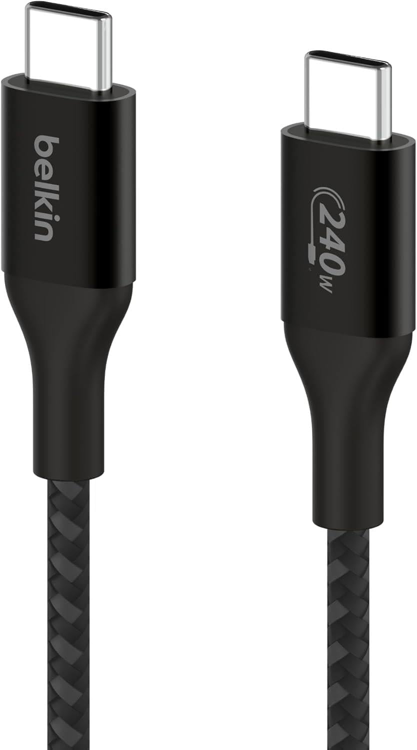 Belkin BoostCharge USB-C 240 W PD, USB-IF Sertifikalı, Hızlı Şarj Kablosu 1m, Siyah