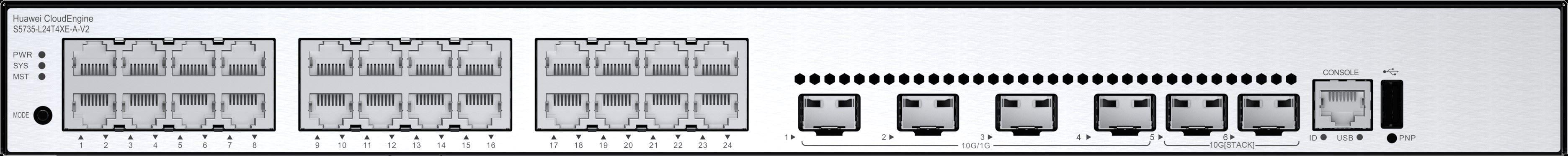 10/100/1000Base-T 24 port 4 x 10 GE SFP+ portlu 2 stack portlu switch