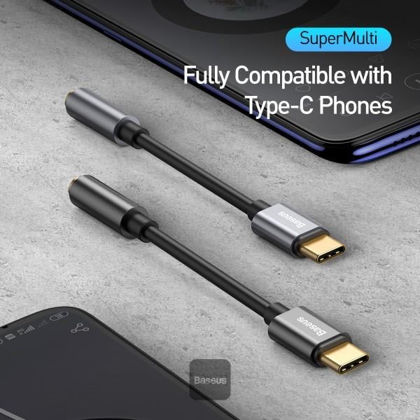 Baseus Kulaklık Adaptörü Type-C - 3,5 MM Dişi Adaptör L54 - Gri