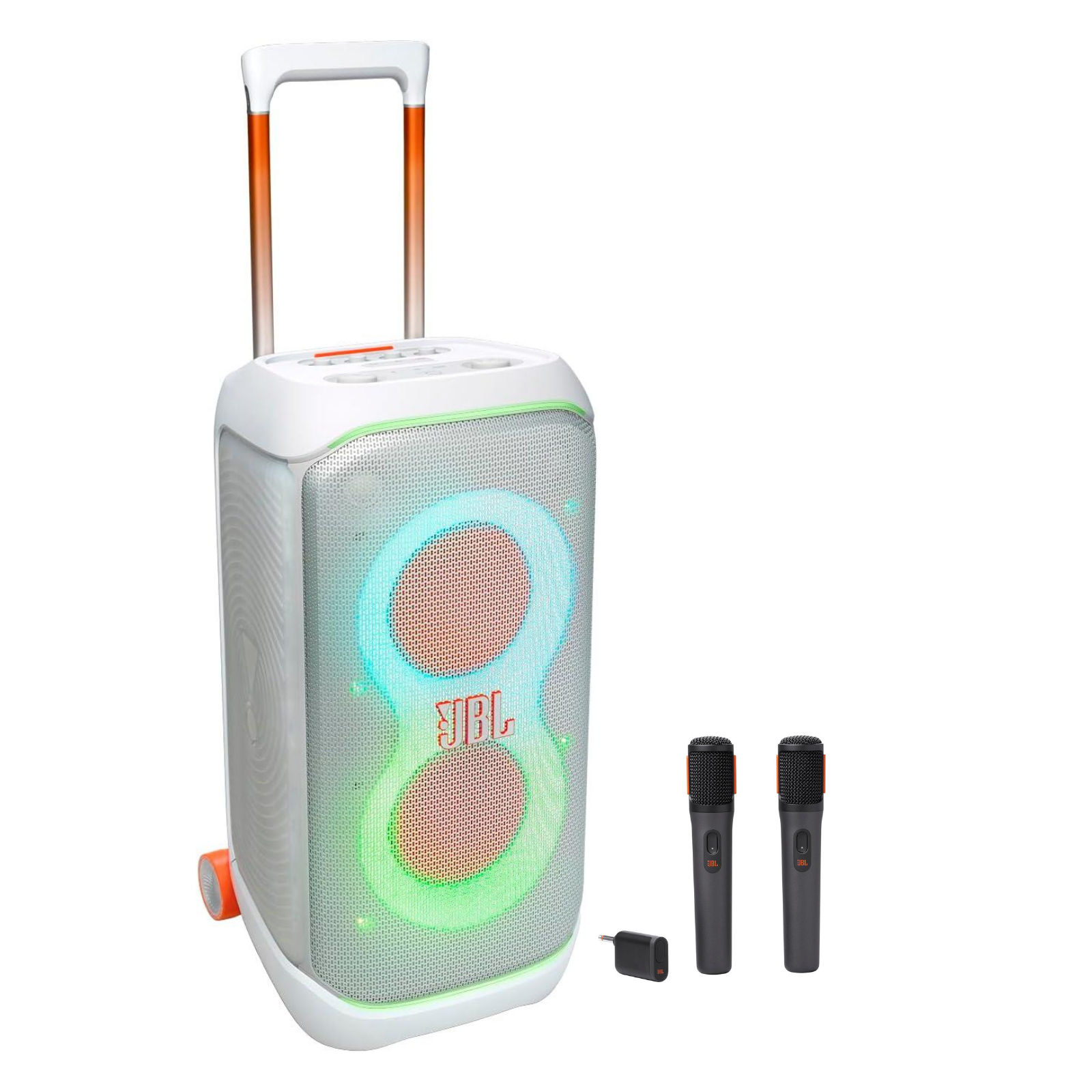 JBL Partybox Stage320 Beyaz Bluetooth Hoparlör ve 2'li Partybox Mikrofon