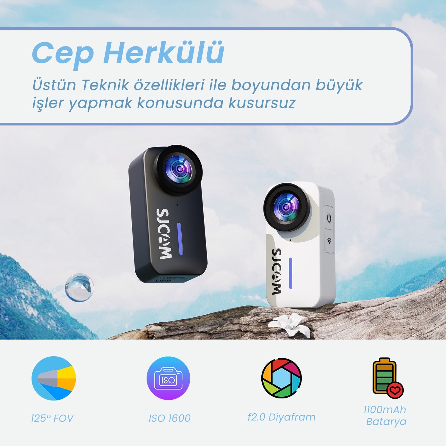 Sjcam C110+ Mini Aksiyon Kamera 4K/30 Fps Wifi 6 Eksenli Stabilizasyon