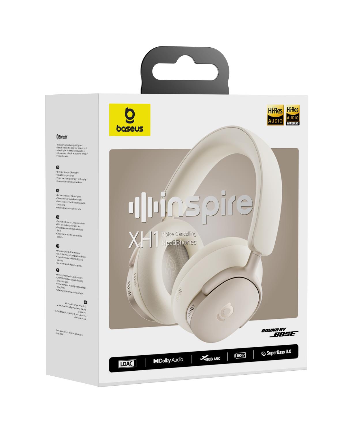 Baseus Inspire Sound by Bose XH1 ANC 100 saat çalma süresi 4 mikrofon BT6.0 Kablosuz Kulak Üstü Kulaklık, Beyaz