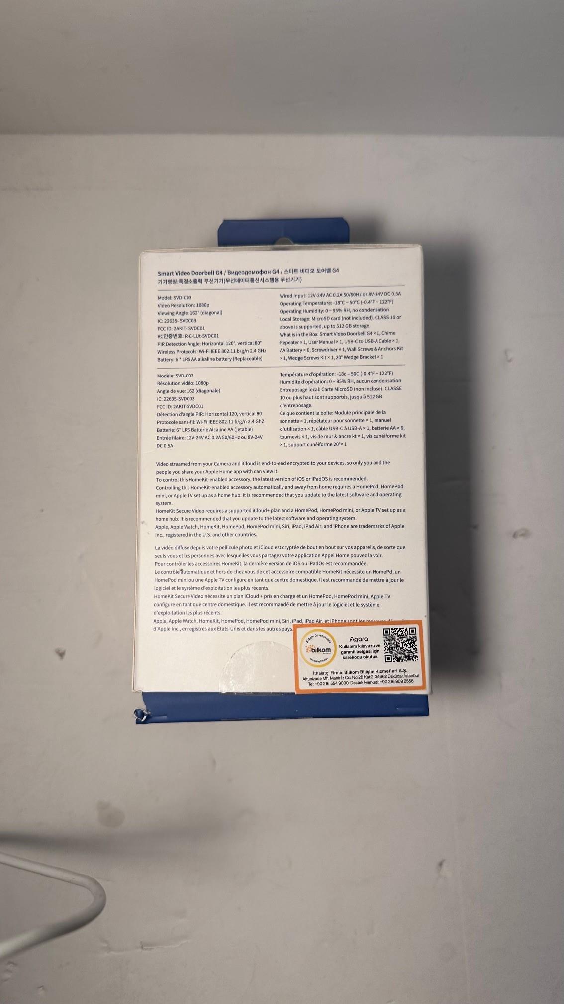 OUTLET Aqara Akıllı Görüntülü Kapı Zili G4 SVD-C03 (Apple Home Destekli)