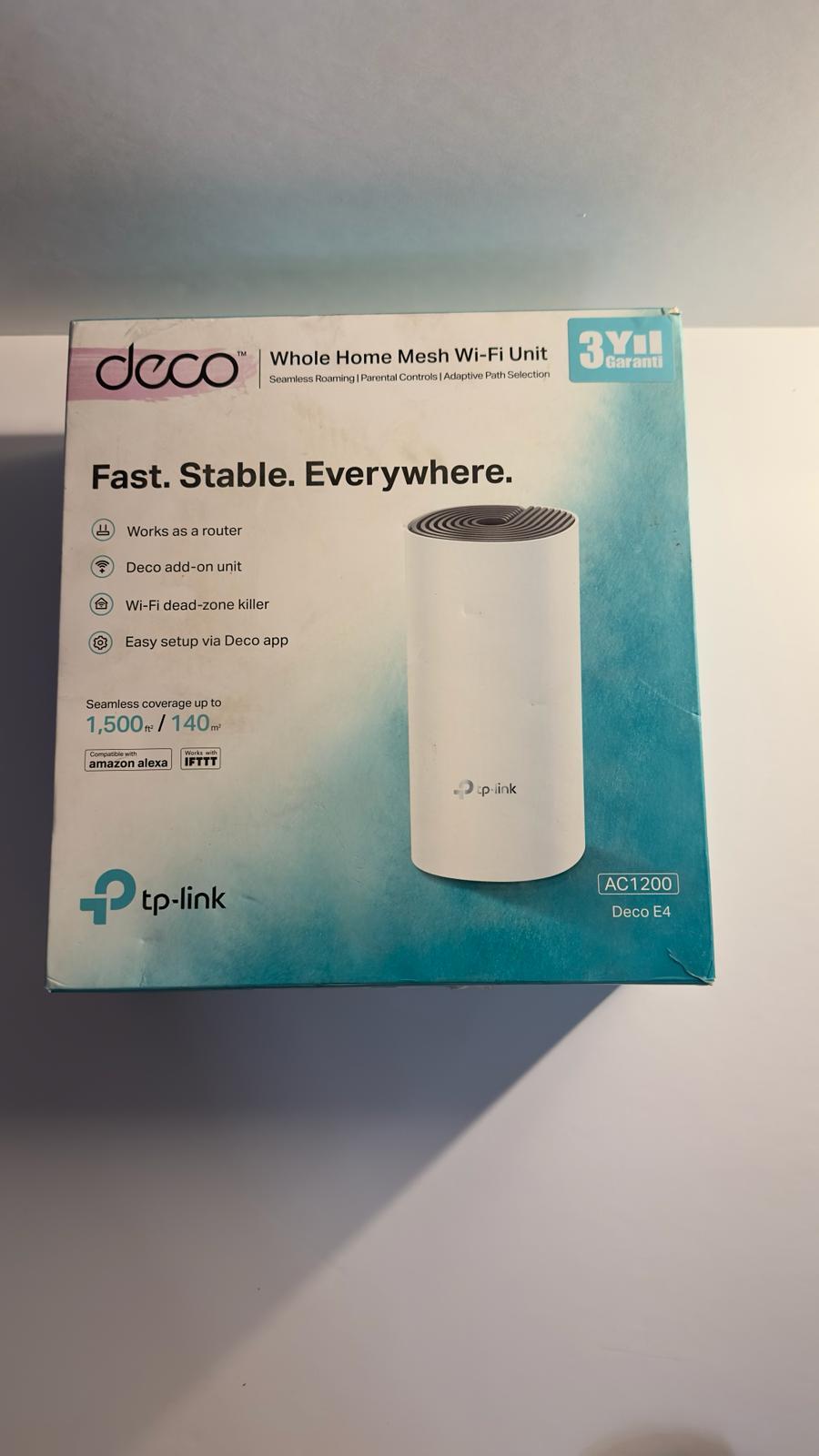 OUTLET TP-Link Deco E4 (1-Pack), AC1200 Mbps Tüm Ev Mesh Wi-Fi Sistemi