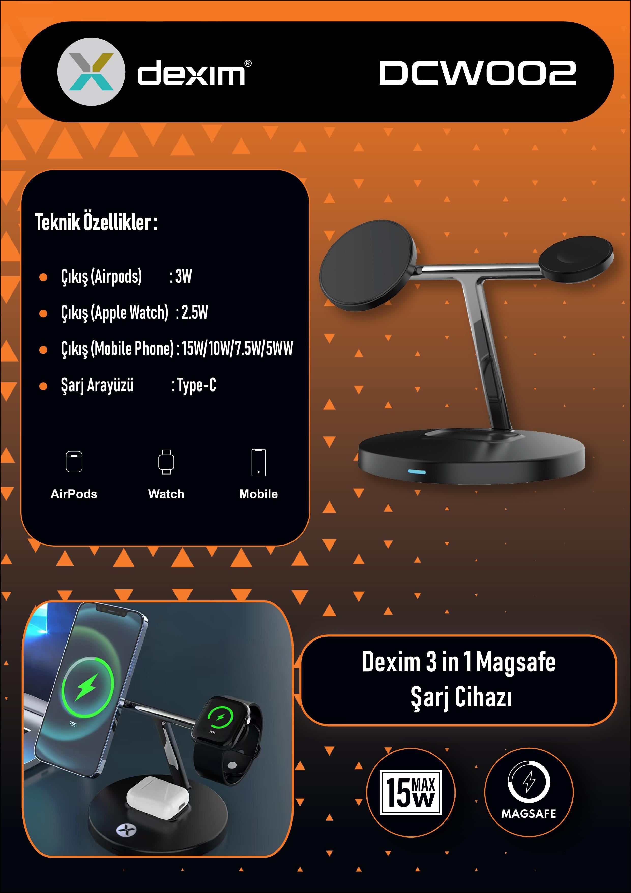 Dexim 3in1 MagSafe Şarj