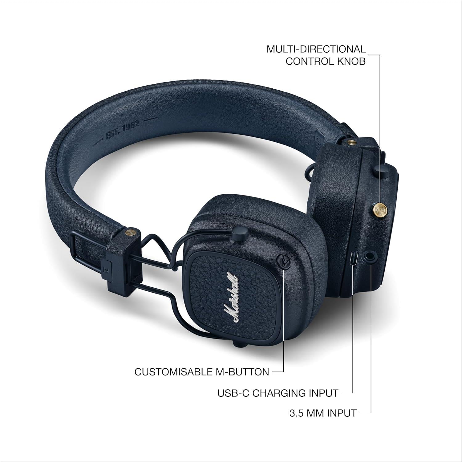 Marshall Major V Kulaküstü Bluetooth Kulaklık, Midnight Blue
