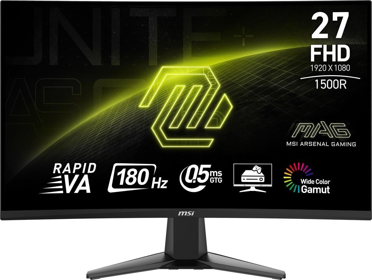 MSI 27 MAG 27C6F 1920x1080 (FHD) 16:9 CURVE 1500R VA 180HZ 1MS ADAPTIVE-SYNC GAMING MONITOR