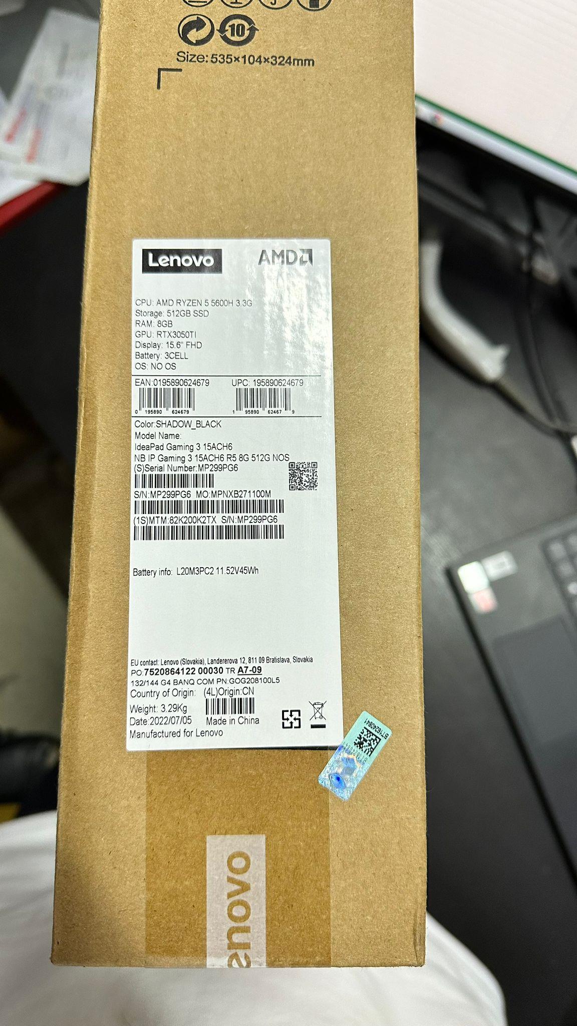 OUTLET Lenovo IdeaPad Gaming 3 AMD Ryzen 5 5600H 8GB 512GB SSD RTX3050Ti Freedos 15.6