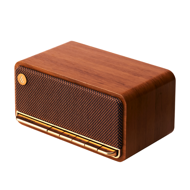 Edifier MP230 20W RMS Bluetooth 5.0 Retro Tasarımlı Taşınabilir Kablosuz Hoparlör – Ahşap Kabin, AUX/USB-C/TF Kart - Kahverengi
