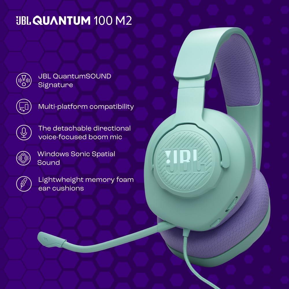 JBL Quantum 100M2 Kablolu Gaming Kulaklık,Yeşil&Mor