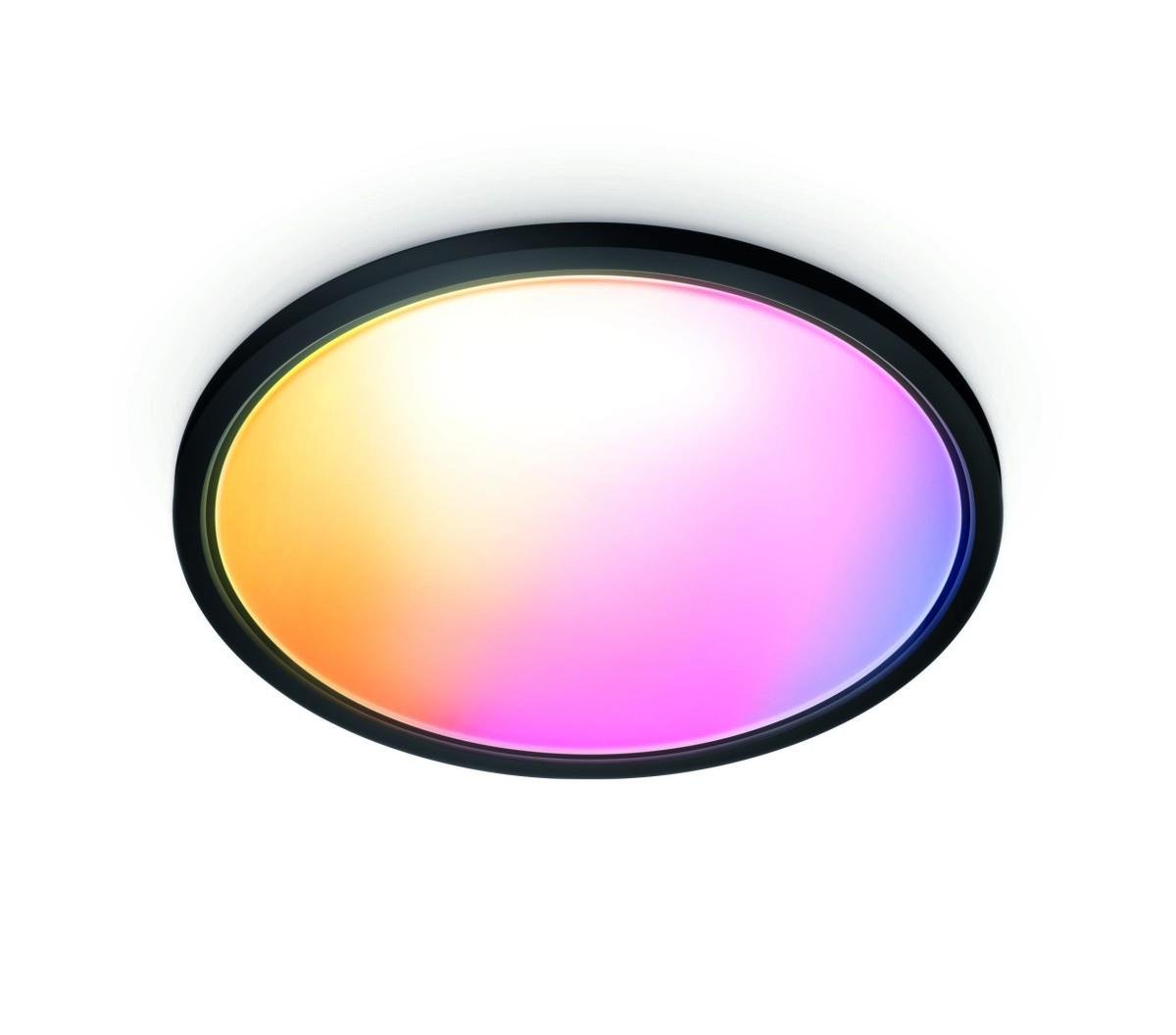 Wiz SuperSlim 32W Siyah Sıva Üstü RGB Akıllı LED Yuvarlak Panel Tavan Armatürü 55 cm çapında 3750 Lumen