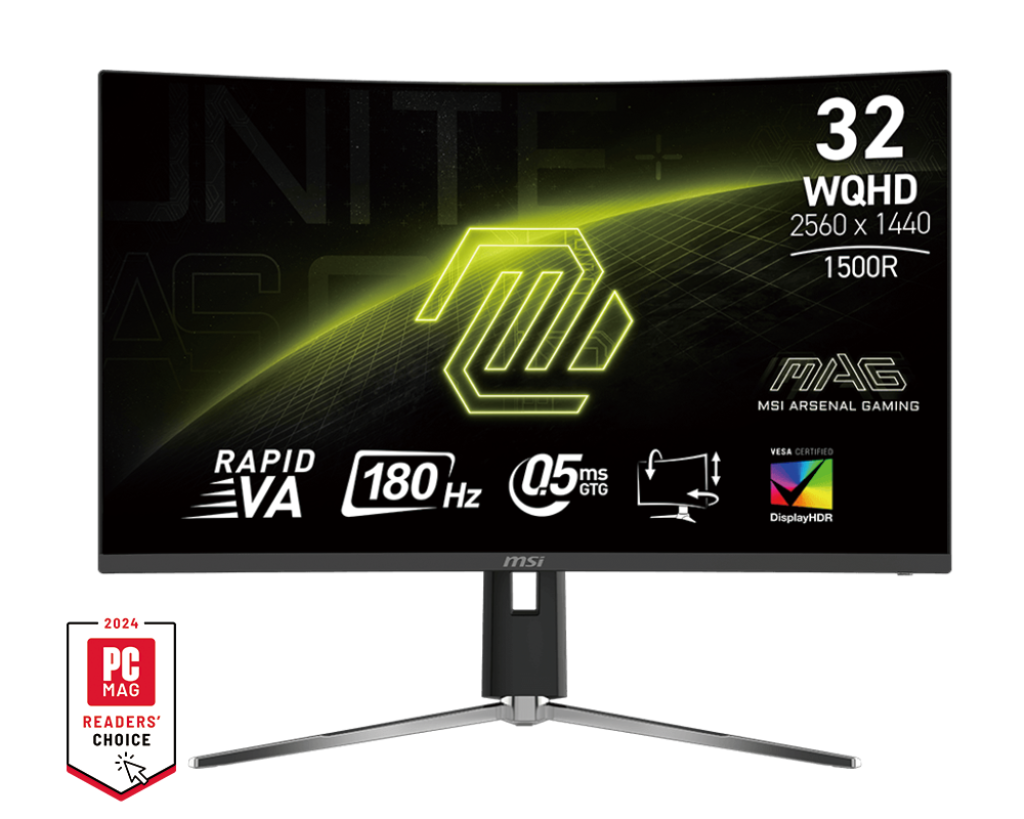 MSI 31.5 MAG 32CQ6PF 2560x1440 (WQHD) 16:9 CURVE 1500R RAPID VA 180Hz 0.5MS ADAPTIVE-SYNC GAMING MON