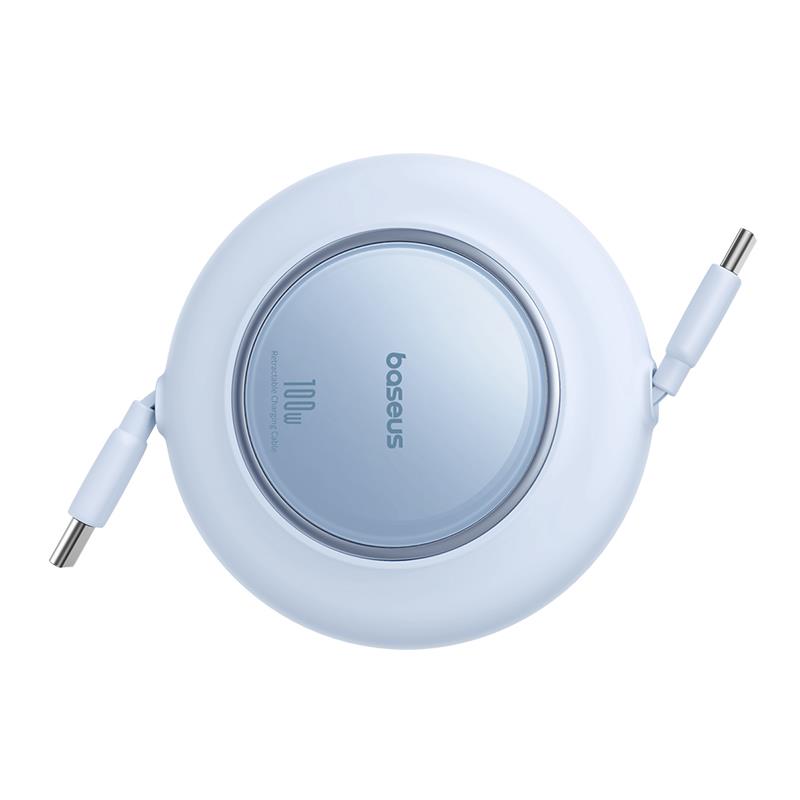Baseus Free2Pull USB-C 100W Makaralı Hızlı Şarj ve Data Kablosu, 2 Metre, Mavi