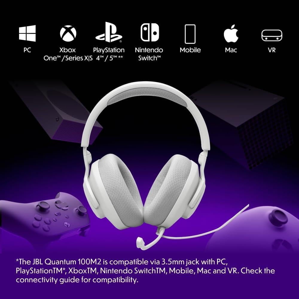 JBL Quantum 100M2 Kablolu Gaming Kulaklık, Beyaz