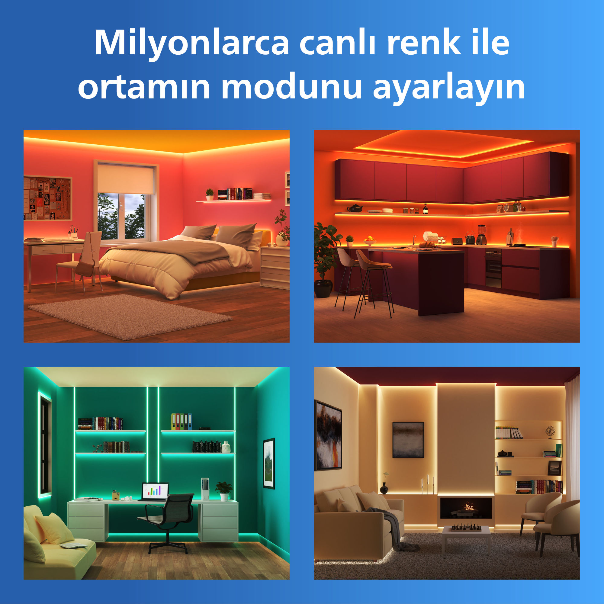Philips Smart Lighting RGB LED Şerit 5 m (Type-C) Google Home, Alexa, HomeKit ve Matter uyumlu
