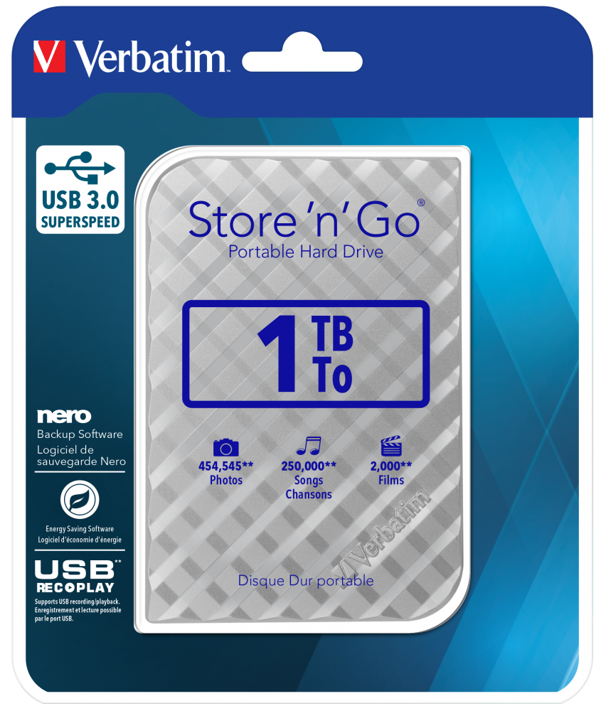 Verbatim 53197 - 1TB USB 3.0 Gümüş Taşınabilir Harddisk