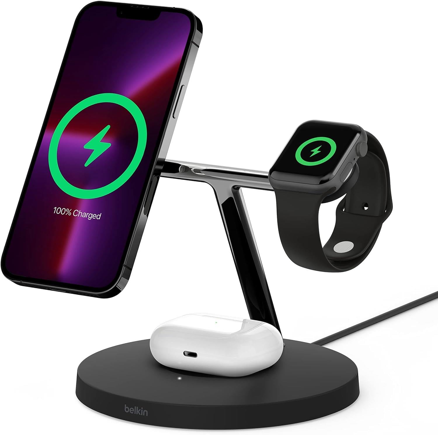 Belkin BoostCharge Pro Magsafe 3in1 Kablosuz Şarj 2. Jenerasyon (Apple Watch 7, 8, Ultra için Hızlı Şarj) 
