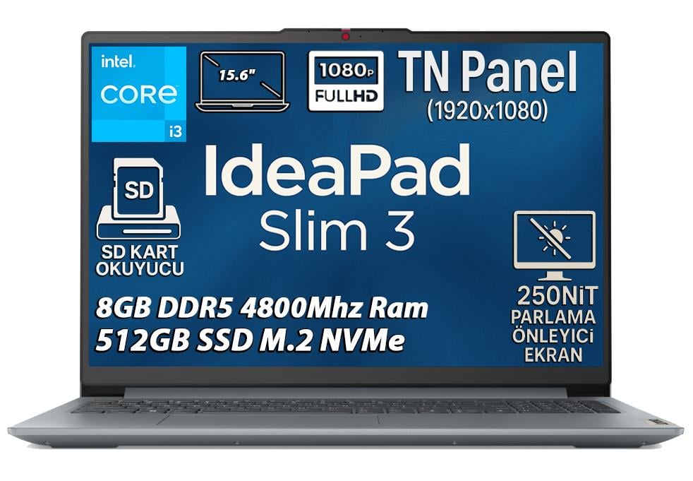 Lenovo IdeaPad Slim 3 15IAN8 Intel Core i3-N305 8GB 512GB SSD 15.6
