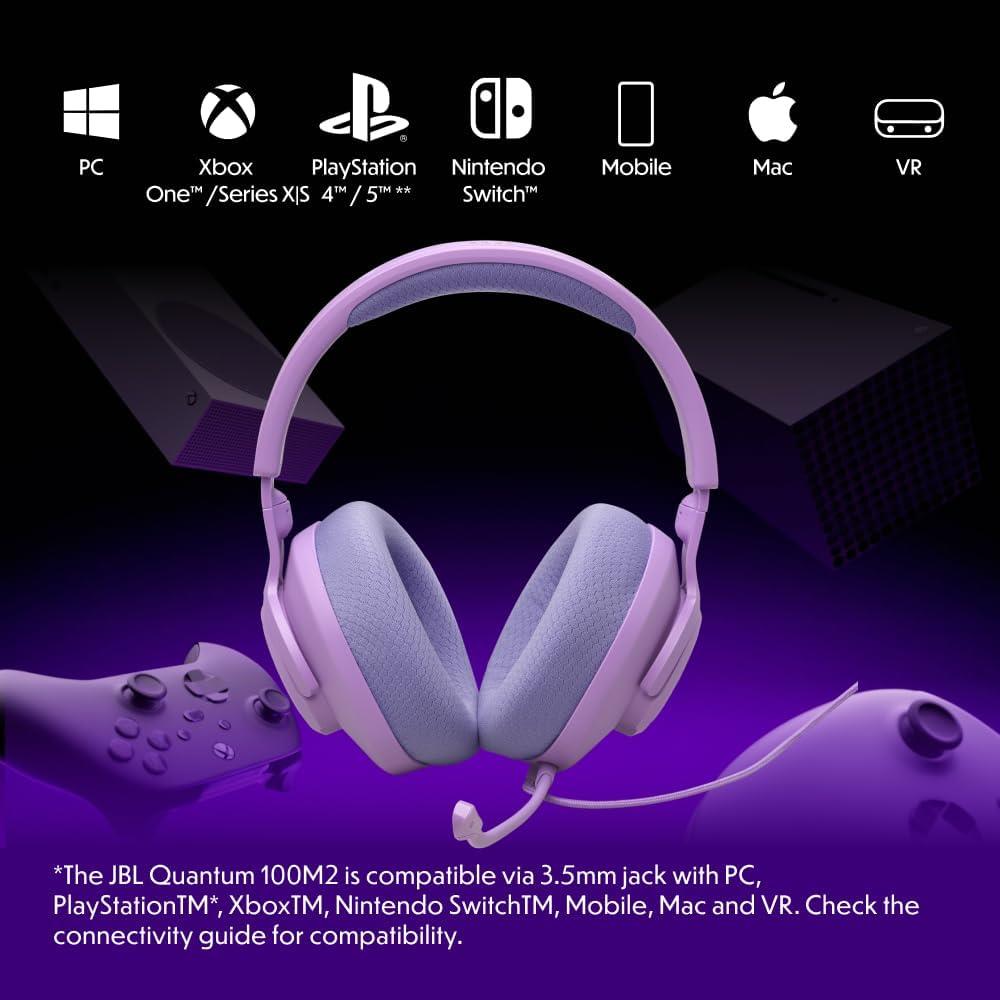 JBL Quantum 100M2 Kablolu Gaming Kulaklık, Mor