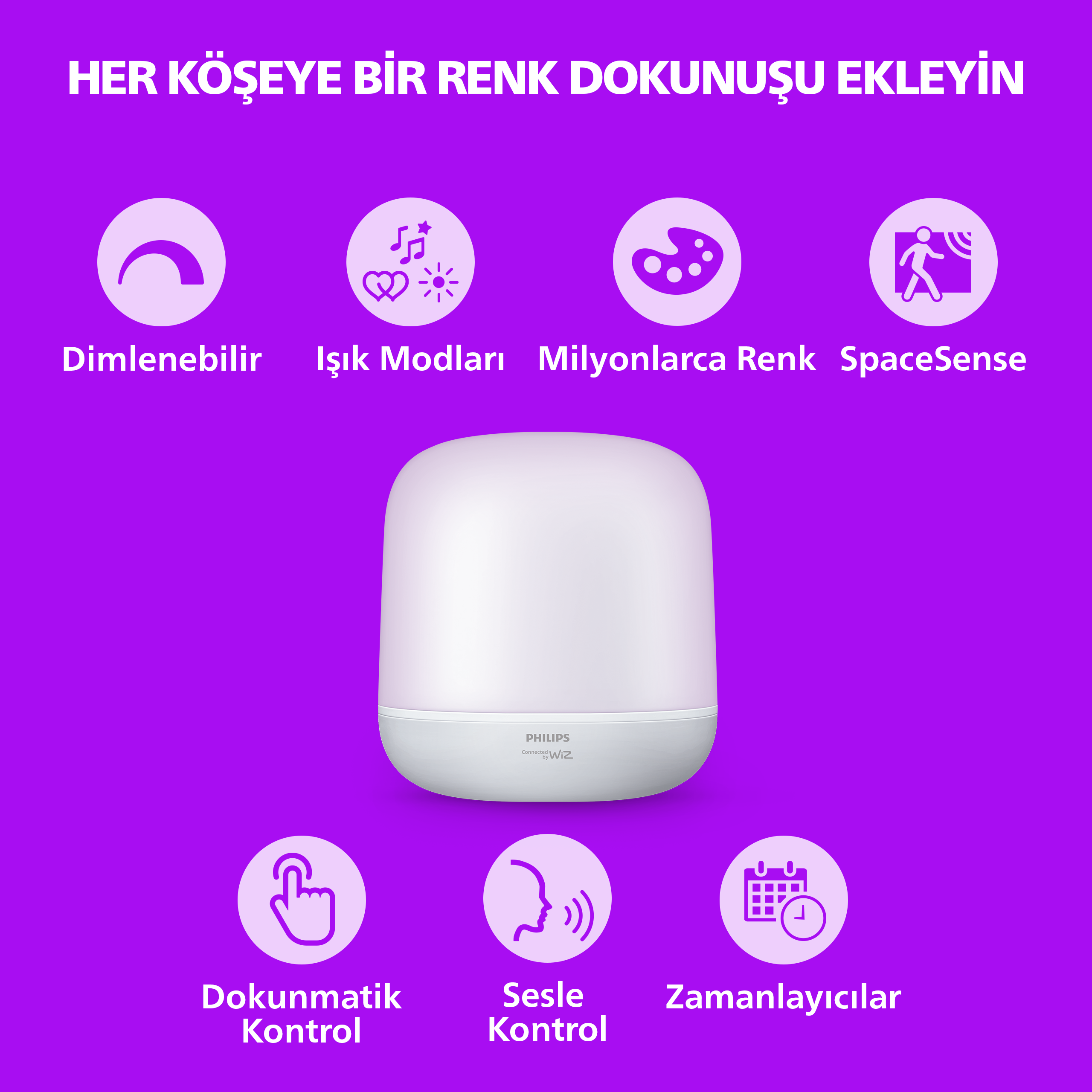 Philips Smart Lighting Hero Akıllı Masa Lambası (Type-C) - Google Home, Alexa, HomeKit ve Matter uyumlu