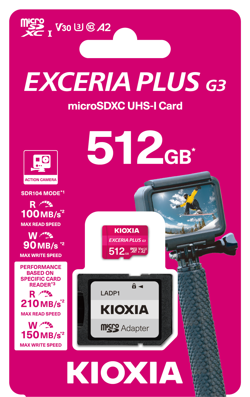 Kioxia Exceria Plus G3 512GB V30 4K U3 210MB/s-150MB/s MicroSD Hafıza Kartı LMPL3M512GG2