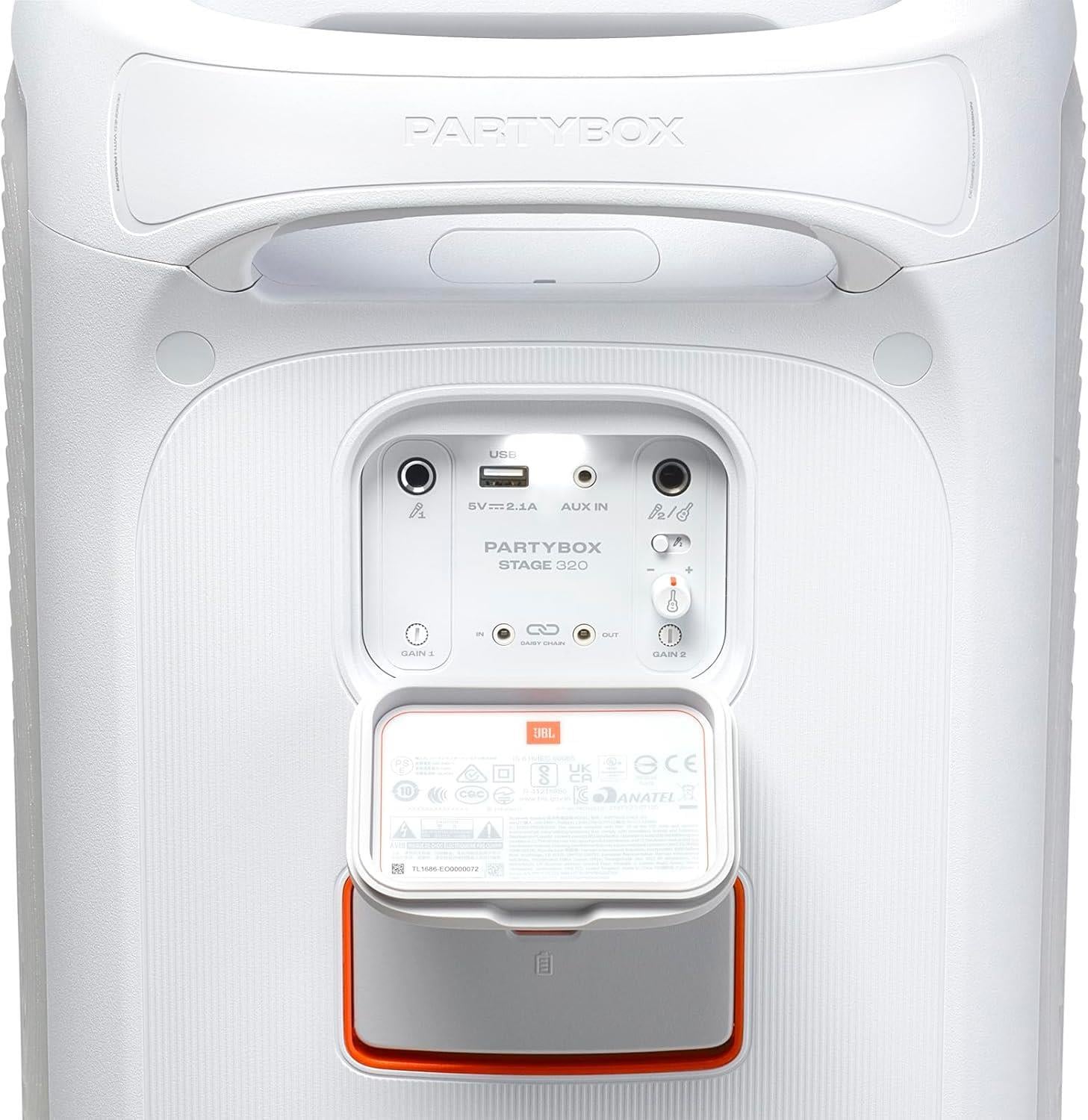 JBL Partybox Stage320 Beyaz Bluetooth Hoparlör ve Partybox Mikrofon 