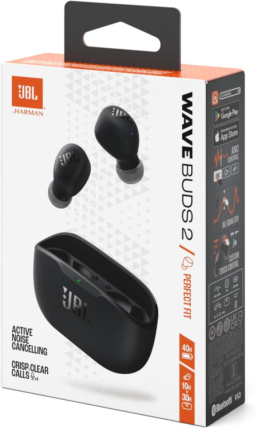 JBL Wave Buds2 Kablosuz Kulakiçi Kulaklık, IE, Siyah