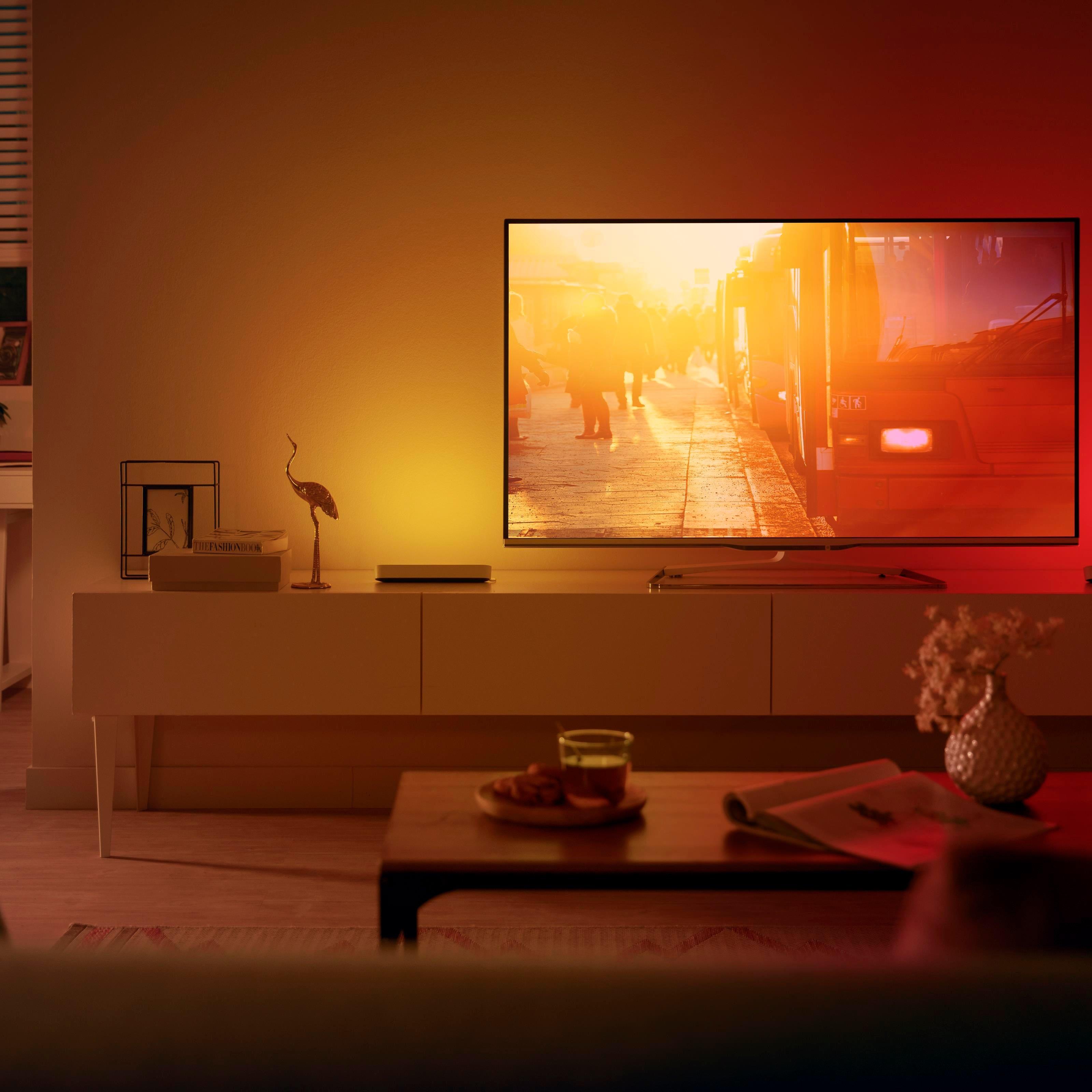 Philips Hue Beyaz ve Renkli Ambians Play Akıllı Çubuk Lamba İkili Paket ve Hue Bridge, Beyaz