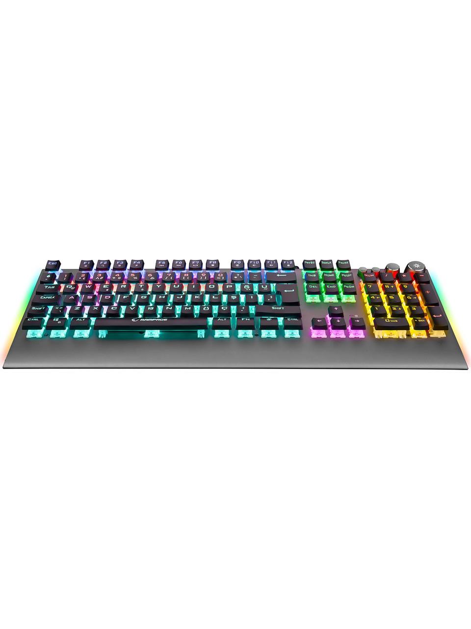 Rampage KB-R210 FAVORY Rainbow Aydınlatmalı Kristal Blue Switch Mekanik Gaming Oyuncu Klavyesi
