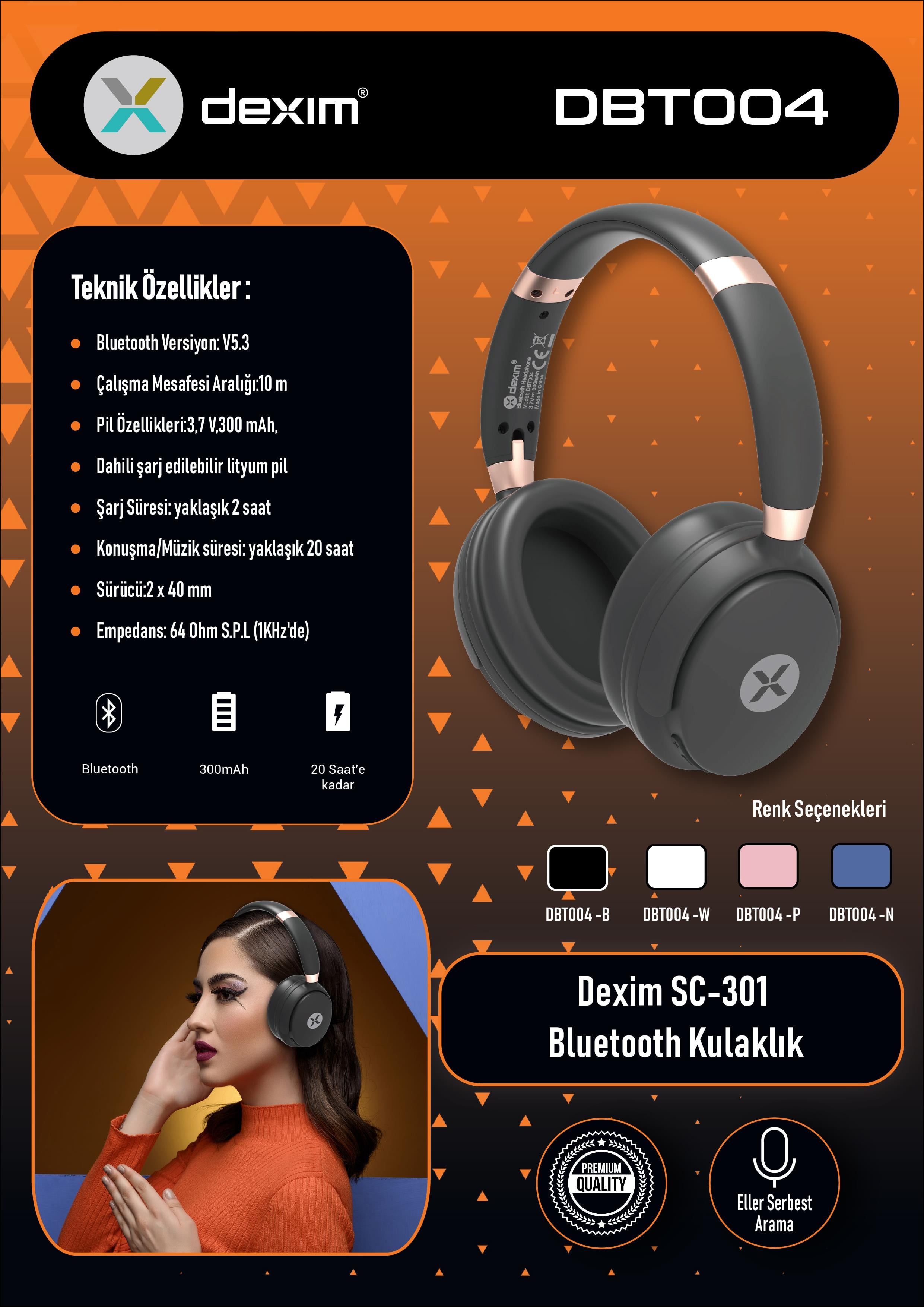 Dexim SC-301 BT 5.3 Headset White Rose