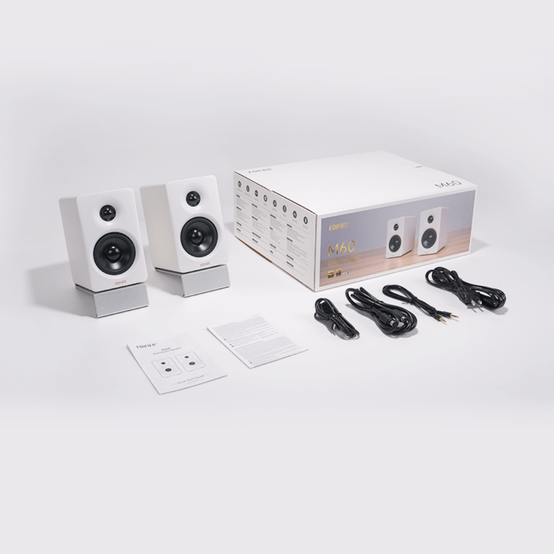 Edifier M60 66W RMS Bluetooth 5.3 USB-C/AUX Girişli Kompakt Masaüstü 2.0 Hoparlör – Hi-Res Audio, LDAC - Beyaz