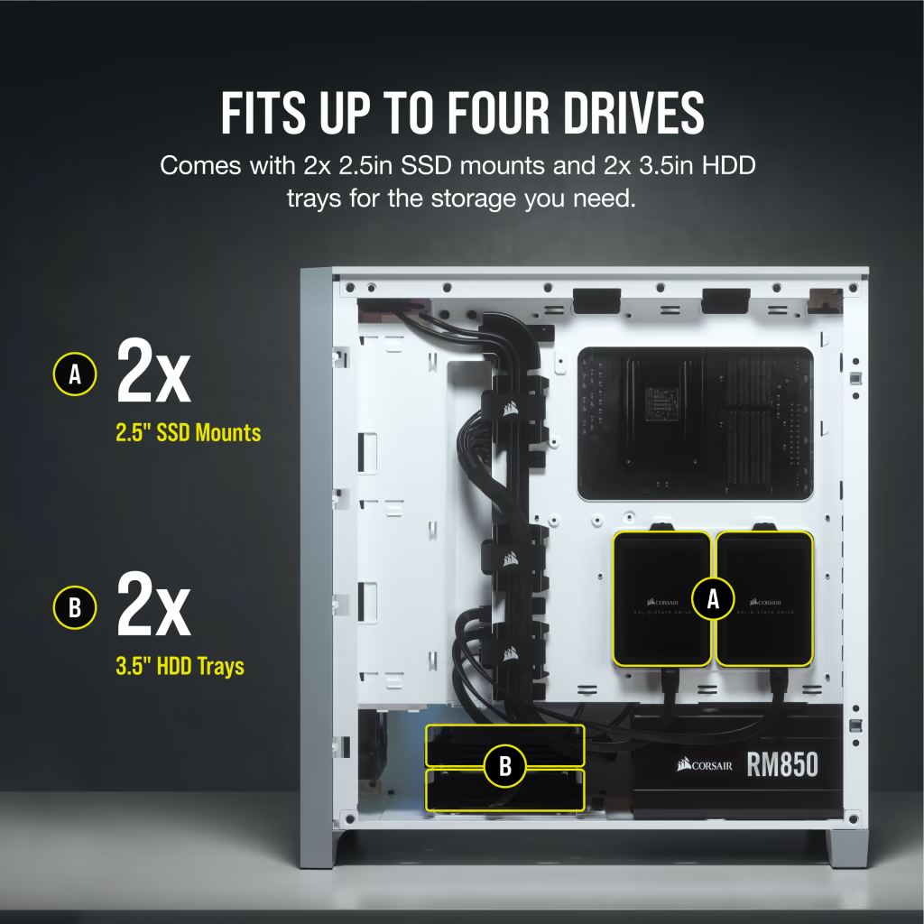Corsair BKC-1201 4000D Airflow Tempered Glass Mid-Tower Bilgisayar Kasa Beyaz CC-9011201-WW 