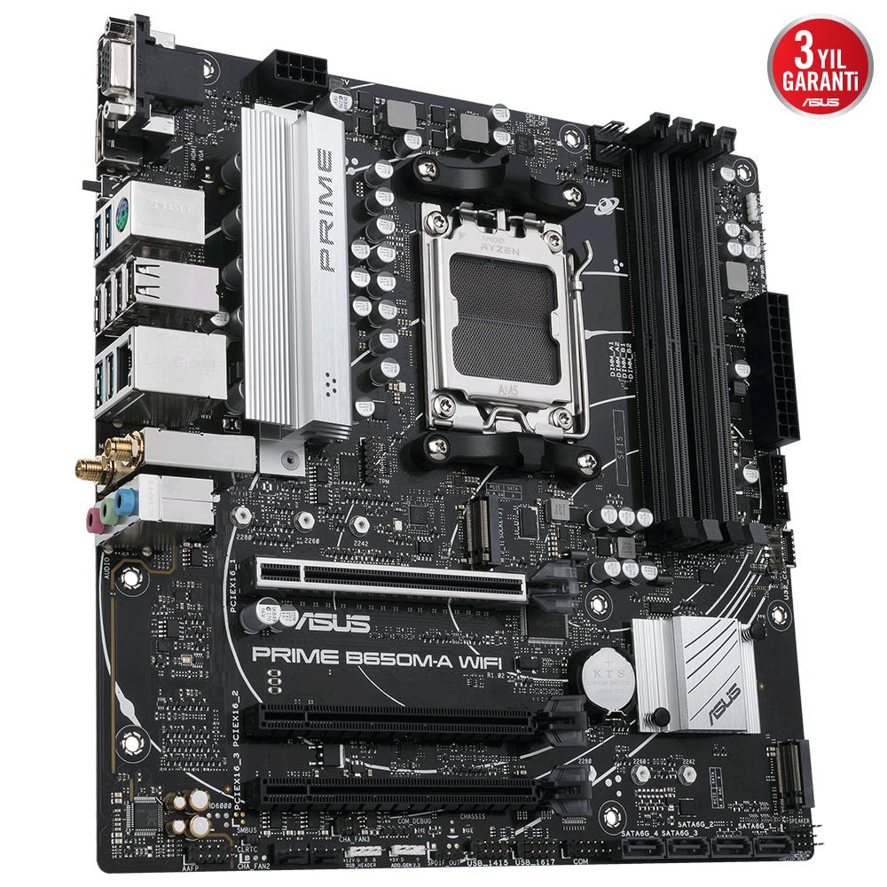 ASUS PRIME B650M-A WIFI AMD B650 AM5 DDR5 6400 DP HDMI VGA 2X M2 USB3.2 AX WiFi-BT AURA RGB 2.5Gbit LAN mATX ASUS 5X PROTECTION III BIOS FlLASHBACK