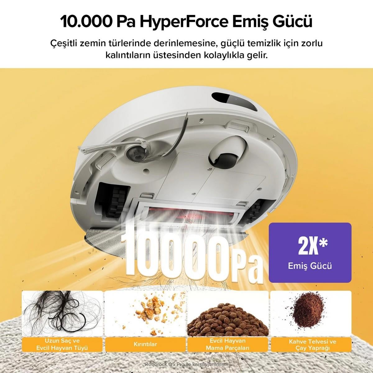 Roborock Q8 Akıllı Robot Süpürge - Beyaz (10.000 Pa HyperForce)