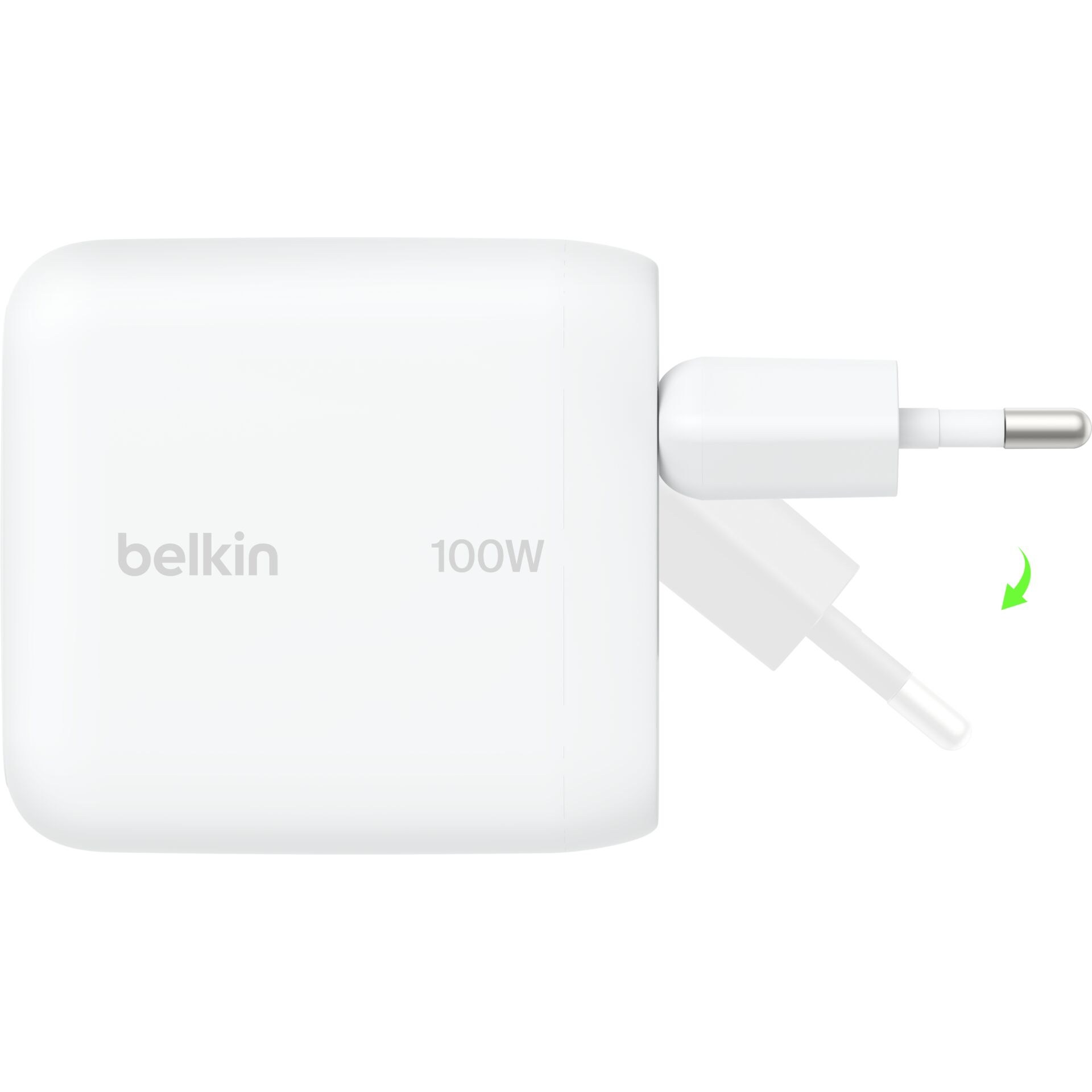 Belkin BoostCharge USB-C Fiş Tipi Şarj Cihazı 100 W, GaN Kompakt ve Katlanabilir MacBook ve İphone için Hızlı Şarj, 1,5 m USB-C Kablo dahil