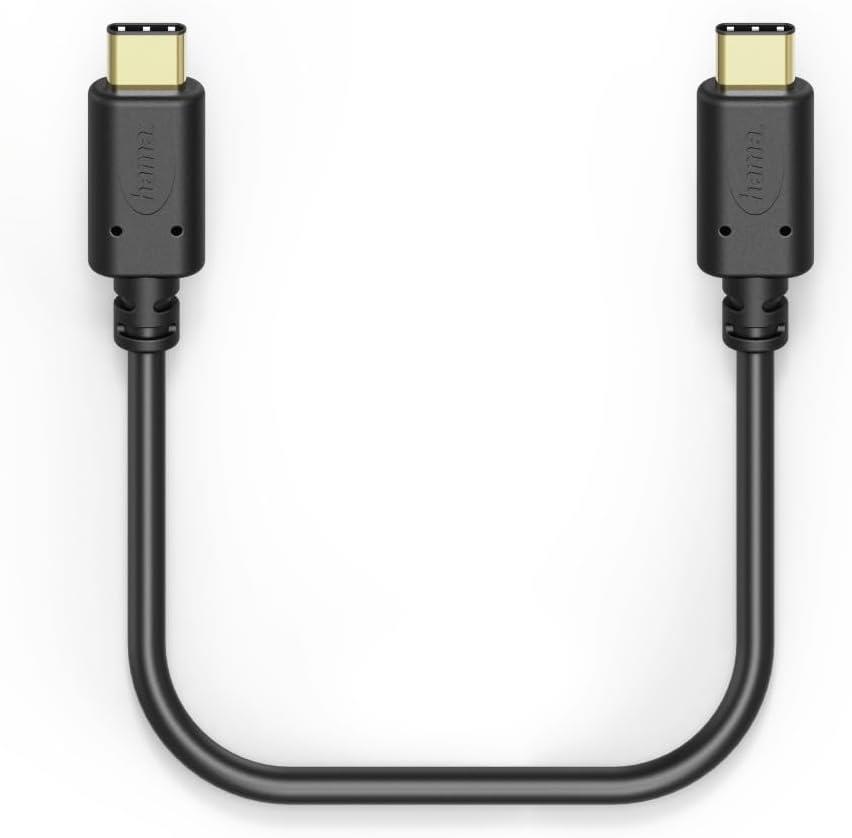 Hama USB-C - USB-C, Şarj/Data Kablosu 0.2 m, Siyah
